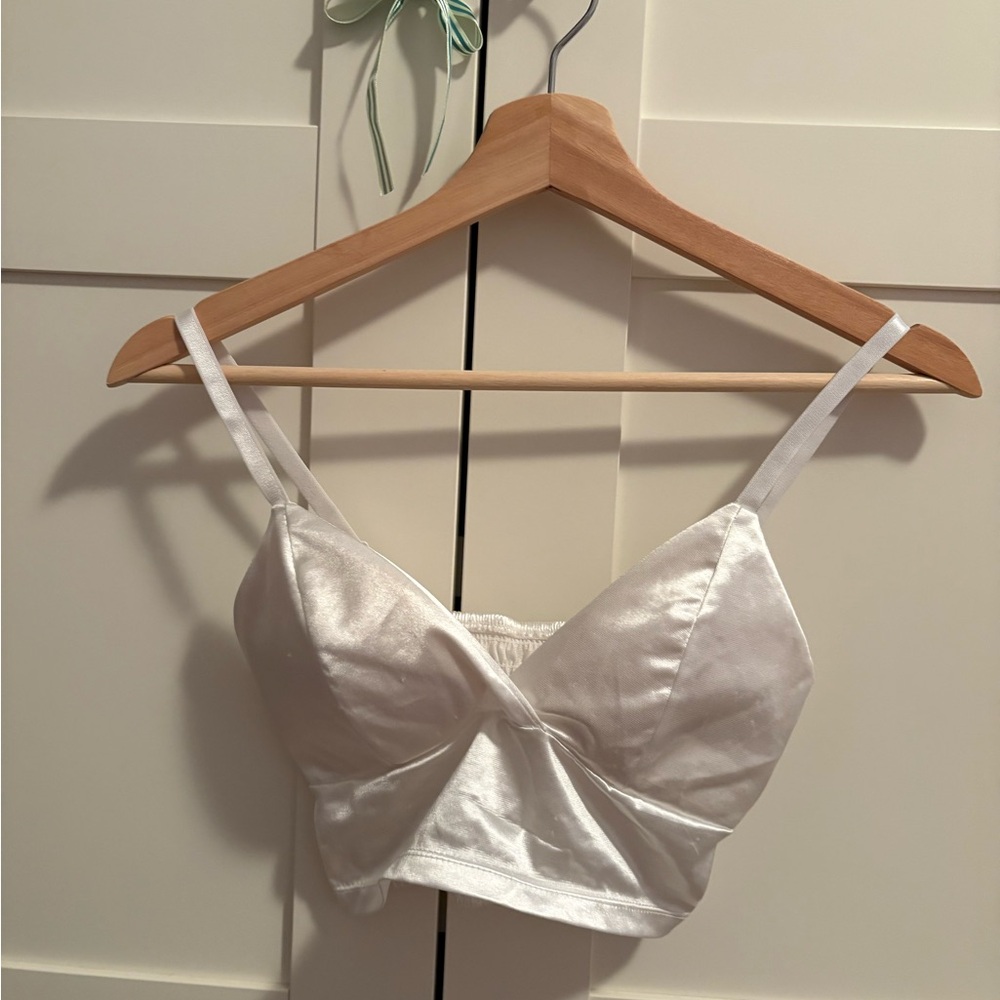 Elegant White Satin Padded Bralette